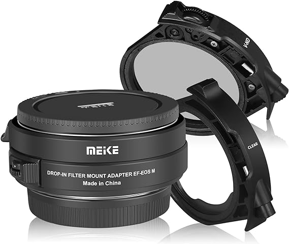 Meike MK-EFTM-C Drop-in Filter Auto-Focus Lens Adapter Compatible with Canon EF/EF-S Lenses to EOS M Cameras with Variable ND Filter and UV Filter EOS M M2 M3 M5 M6 M10 M50 M100 M200 Cameras