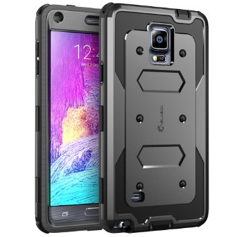 Galaxy Note 4 Case, i-Blason Armorbox Dual Layer Hybrid Full-body Protective Case For Samsung Galaxy Note 4 [SM-N910S / SM-N910C] with Front Cover and Built-in Screen Protector / Impact Resistant Bumpers (Black)