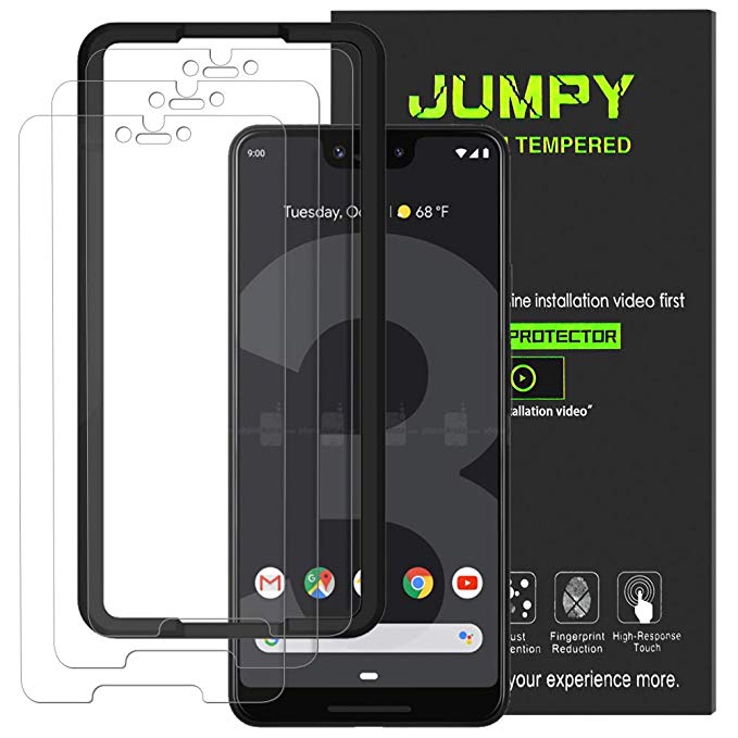 [3-Pack] JUMPY for Gooogle Pixel 3 XL Screen Protector, 9H Hardness Premium Tempered Glass with Lifetime Replacement Warranty.