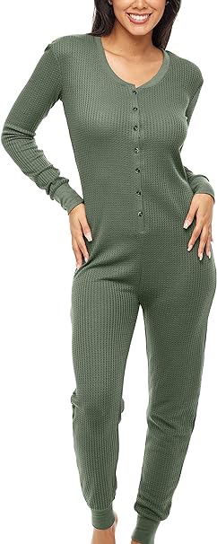 Alexander Del Rossa Women's Soft Ribbed Waffle Rib Knit Pajamas, Onesie, Jumpsuit, Romper for Adult