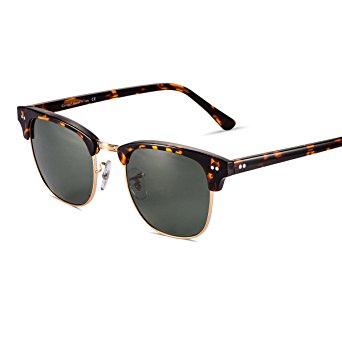 Carfia Classic Club Style Sunglasses for Women Men & 100 UV Protection Sunglasses, Tortoise Sunglasses