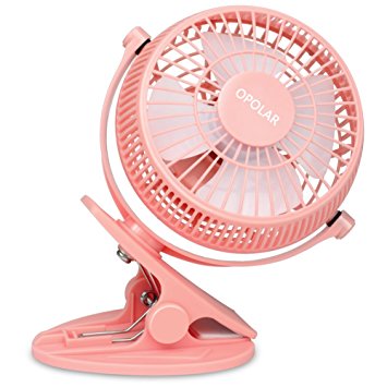 OPOLAR F803 Clip and Table USB Fan, 2 in 1 Applications, Strong Wind, USB Powered, 2 Speeds, Clip-on Fan, Desk Fan, Office Fan, Table Fan, Quiet Fan, Personal Fan, Small Cooling Pink Fan