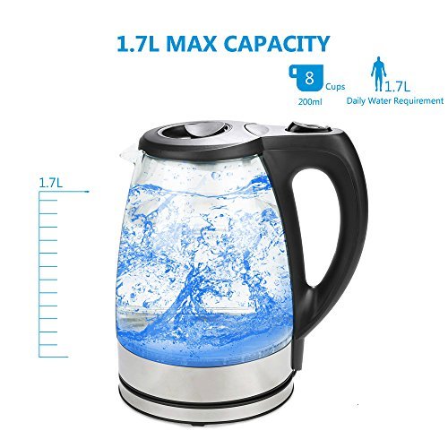 MeyKey Glass Electric Kettle 1.7L Fast Water Kettle Premium Cordless Tea Kettle (kettle)