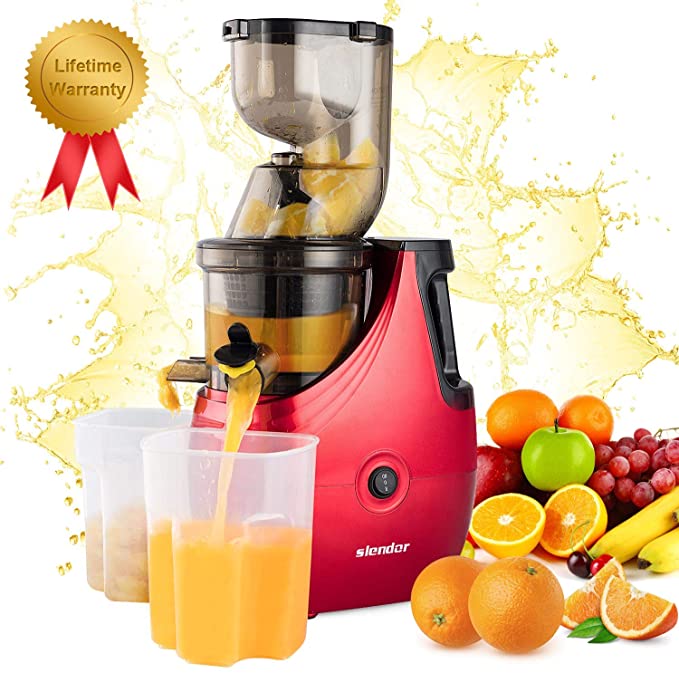 Masticating Juicer Machines Cold Press Slow Juicer Juice Extractor with 3 inches Chute Easy to Clean, Quiet Motor, Reverse Function for Fruits and Vegetables, High Yield, BPA-Free with Brush