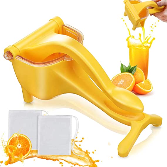 Jeteven Manual Fruit Juicer Hand Press Lemon Squeezer Hand Juicer Squeezer Manual Citrus Press Juicer Fruit Citrus Extractor Tool for Orange, Limes Yellow