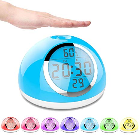 Sunrise Alarm Clock, Kids Alarm Clock, [2018 New] Wake-Up Light Digital Clock 6 Nature Sounds with Gesture Sensing and Snooze Function for Bedrooms, Kids, Heavy Sleepers