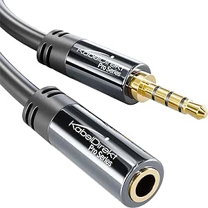 KabelDirekt – 2x 3m Cavo di Prolunga Jack 3,5 mm (Cavo di Prolunga Aux, Jack Audio Stereo, Connettore 3,5 mm 4 Contatti Maschio su Connettore 3,5 mm 4 Contatti Femmina, prolunga per headset)