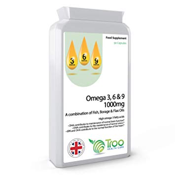 Omega 3 6 9 Fish Oil 1000mg 90 Capsules | Essential Fatty Acids and Oils including EPA | DHA | ALA | Quality Guaranteed