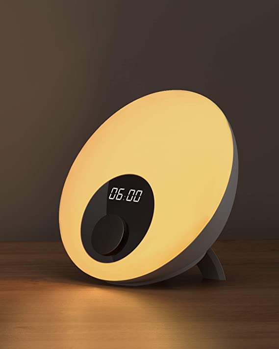 Table Lamp with White Noise Machine, Gladle RGB Dimmable Night Light with 24 Non-Looping Natural Sounds Machine, Timer & Clock for Sleeping, Portable Sleep Therapy Lamp for Baby Adults Home and Travel