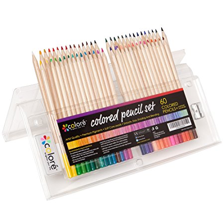 Colore Coloured Pencils - Premium Pre-Sharpened Colour Pencil Set For Drawing Colouring Pages - FREE Eraser & Sharpener - Great Back To School Supplies For Kids & Adults Art Coloring Book - 60 Colours