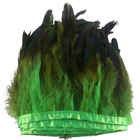 Sowder Rooster Hackle Feather Fringe Trim 5-7" in Width Pack of 5 Yards(green)