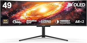 INNOCN 49" OLED Ultrawide Curved Gaming Monitor 5120 x 1440p 144Hz, 0.03ms, USB Type C 90W, HDMI 2.1, DisplayPort, USB Hub, Surrounding Speakers, Adaptive-Sync, Height Adjustable Stand, Black