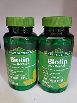 Finest Nutrition Biotin Plus Keratin - 10,000 mcg - 300 Count - 2 Pack