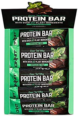 New! Onnit Protein Bars (Chocolate Mint Fudge - Box of 12) | Made with Grass Fed Whey & over 60 Plant Ingredients | 16g Protein Per Bar