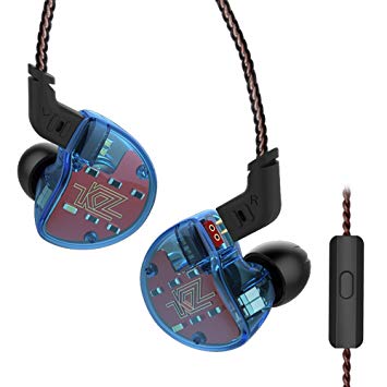 KZ ZS10 Five Drivers In Ear Monitors High Resolution Earphones/Earbuds with Detachable Cable, Blue,Mic