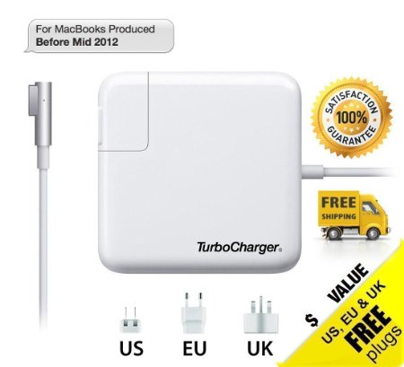 Macbook Pro / Air - Charger / Power Adapter / Supply / Cord - 85w / 60w / 45w AC - MagSafe - L Style Tip - Gift: Dust Plugs, US, UK, EU Plugs - for 17 / 15 / 13 / 11 in. (inch) Laptops