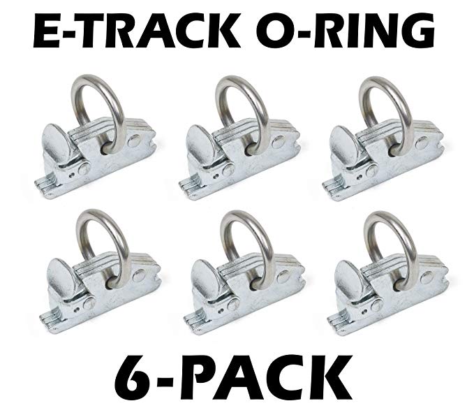 Powertye Mfg E-Track Heavy-Duty O-Ring Fittings, Silver-Zinc Coated Steel, 1½" Diameter O-Ring, 6-Pack