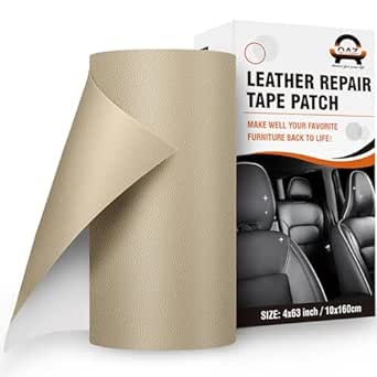 Leather Repair Patch Self Adhesive, 4X63 inch Leather Repair Kit for Furniture, Leather Repair Tape for Car Seat, Sofa, Couch, Chair, Handbag, Recliner-Beige Litchi Grain