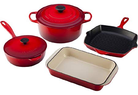 Le Creuset Enameled Cast-Iron 6-Piece Cookware Set, Cherry