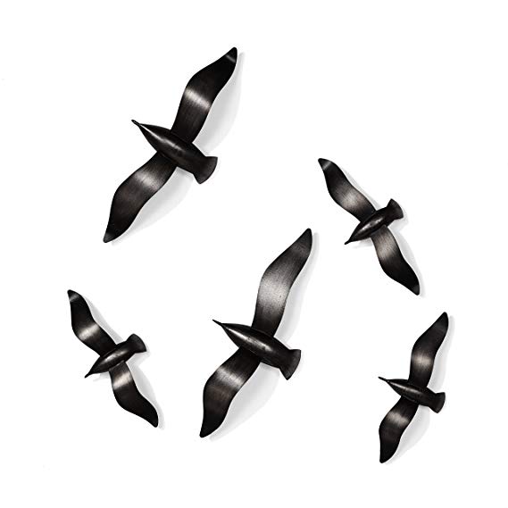 Danya B. Set of 5 Brushed Metal Wall Decor Flying Birds