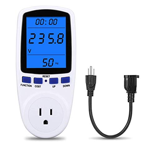 Power Meter Energy Voltage Amps Electricity Usage Monitor,Reduce Your Energy Costs with Backlight (Backlight Blue with cable)