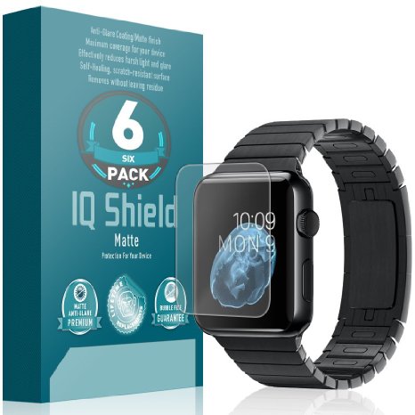 Apple Watch 38mm Screen Protector, IQ Shield® Matte (6-Pack) Full Coverage Anti-Glare Screen Protector for Apple Watch 38mm Bubble-Free Film - with Lifetime Warranty