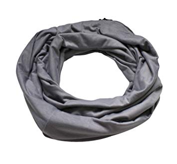 Women’s Solid Infinity Travel Scarf With Secret Zipper Pockets (Grey)