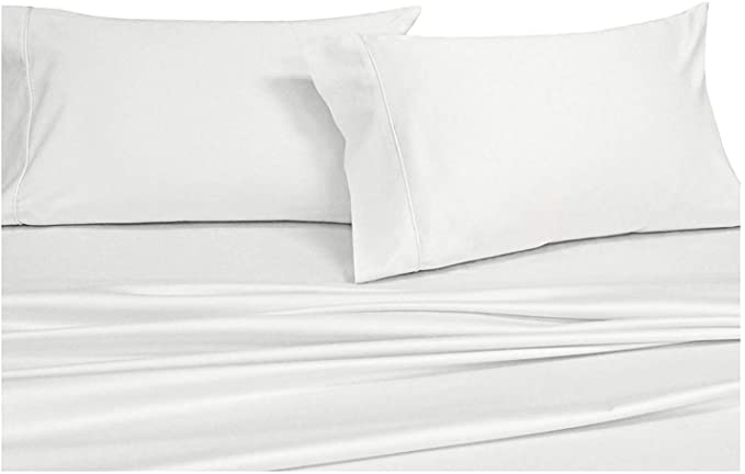 Royal Hotel Queen Solid White Wrinkle-Free Brushed Microfiber Sheet Set, deep Pocket, 95gsm, 100% Luxury Sheets.