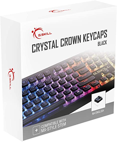 G.SKILL Crystal Crown Keycaps - Keycap Set with Transparent Layer for Mechanical Keyboards, Full 104 Key, Standard ANSI 104 English (US) Layout - Black