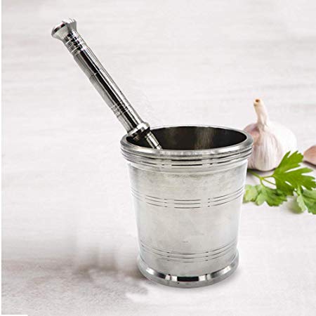 IndiaBigShop Stainless Steel Mortar and Pestle/Spice Grinder/Stainless Steel Mortar and Pestle for Crushing Grinding 3.5 Inch