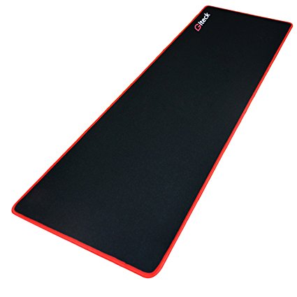 GLTECK Waterproof Large Mouse Pad, Stitched Edges Non-Slip Rubber Pads-36"x12", With Carrying bag(XXL-Red Edge)