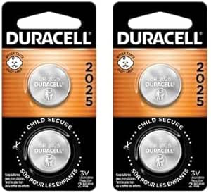 Duracell CR2025 3V Lithium Battery, Child Safety Features, 2 Count Pack, Lithium Coin Battery for Key Fob, Car Remote, Glucose Monitor, CR Lithium 3 Volt Cell (Pack of 2)