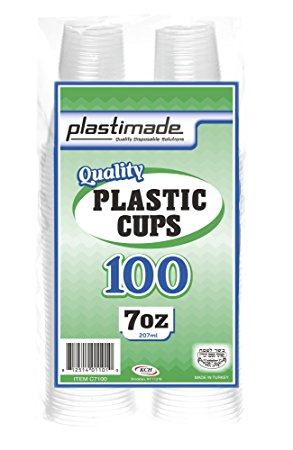 Plastimade 7 Ounce Quality Plastic Cups 100 Count Pack of 2