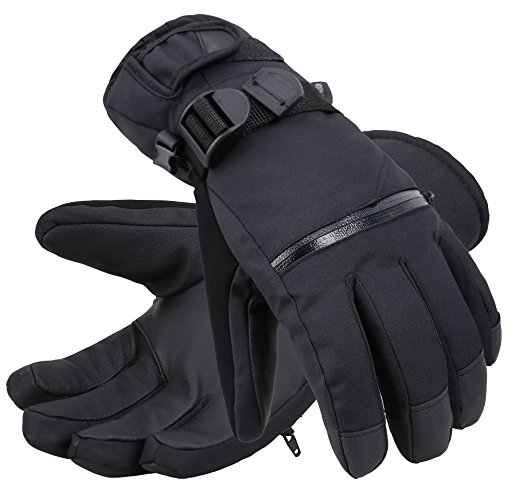 Andorra Men's Textured Touchscreen Ski Gloves w/Zippered