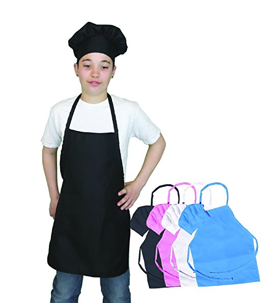 Kids Apron and Kids Chef Hat Set. Adjustable Hat. Fits Childs Size Medium 6-12. Chefocity
