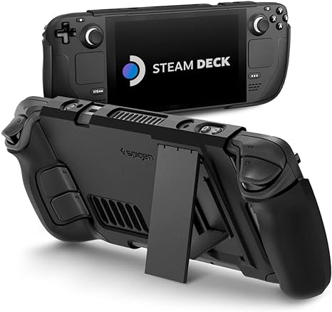 Spigen Thin Fit Pro Protective Steam Deck Case with Kickstand Designed for Steam Deck Case TPU & PC Cover with Shock-Absorption Anti-Scratch Cover Protector Steam Deck Accessories - Black