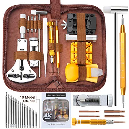 Watch Repair Kit E·Durable 149PCS Professional Spring Bar Tool Set Strap Link Pin Removal Tool Set Watch Band Back Case Remover Opener Watch Repair Tool Kit with Manual and Carrying Bag