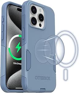 OtterBox iPhone 15 Pro Commuter Series Case - MagSafe Edition - Blue, Slim & Tough, Pocket-Friendly, with Port Protection - Crisp Denim