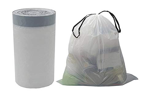 Besli 2.6-3.2 Gallon Drawstring Strong Trash Bag Garbage Bag (2.6~3.2 Gallon(100 Bags), White)