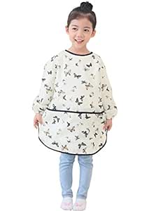 Waterproof Kids Art Smocks 37 Colors (Age 1-10, S-XXL size), Butterfly Print (38-XL)