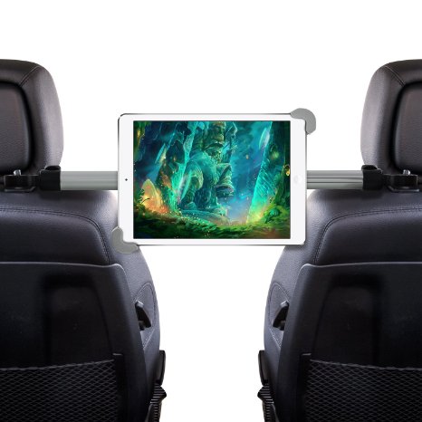Okra® Universal 360° Degree Rotating Tablet Car Headrest Grip Mount (HRM3) for iPad, Galaxy, & all Tablets up to 11" (New 2016 Version) [Retail Packaging]