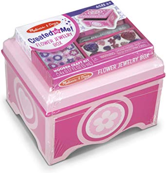 Melissa & Doug Created by Me! Pink Wooden Flower Jewelry Box Craft Kit - The Original (Great Gift for Girls and Boys – Best for 4, 5, 6, 7 and 8 Year Olds)