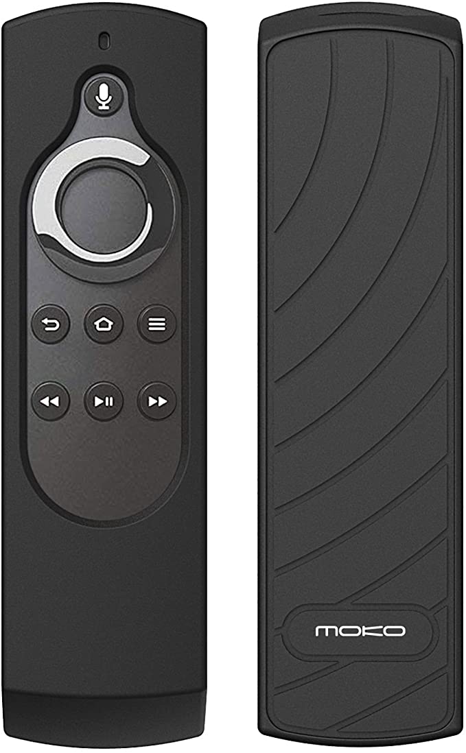 MoKo Silicone Remote Case Compatible with 5.9" Fire TV Stick 2016 Release with Alexa Voice Remote Control (1st Gen), [Anti-Slip] Shockproof Protective Cover Case - Black