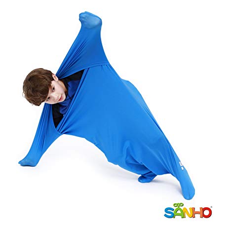 SANHO Premium Sensory Sock,Body Sock,Updated Version, Large, 70" L x 28" W, Good for Height: 63"  Blue