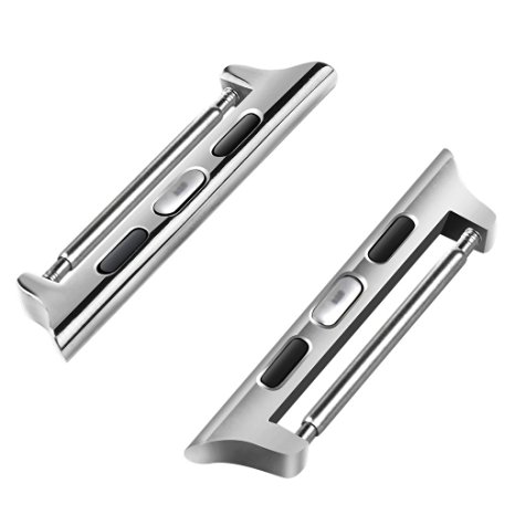 Wearlizer Metal Watch Band Clasp/connector for All Apple Watch Models. No Screws or Screwdriver Needed and Super Easy to Install - 42 Silver