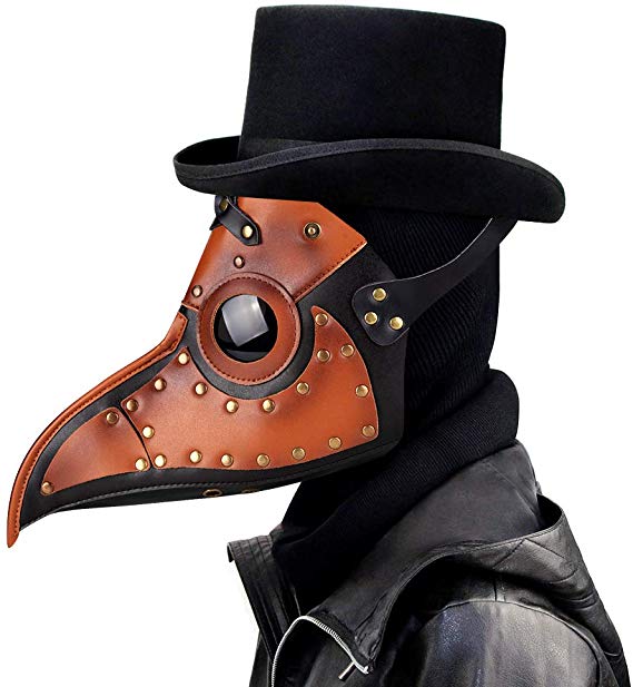 Lesh Life Plague Doctor Mask Halloween Cosplay Costume Props Mask Gothic Bird Mask Brown