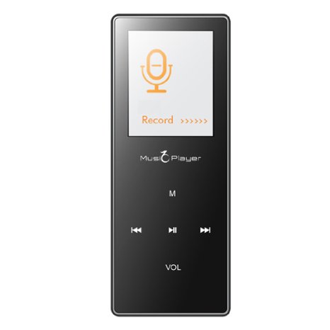 HONGYU® Ultrathin Touch button HIFI Lossless Sound Bluetooth Sport mp3 mp4 Music Player 1.8 inch Screen FM Video Voice recording E-book Pedometer Alarm clock Media / Audio Player(Black)