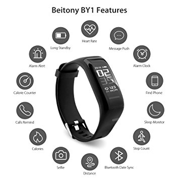 beitony Fitness Tracker, Activity Tracker Fitness Charge Wireless Activity Wristband IP67 Waterproof Smart Watch GPS Tracker with Another Blue Band