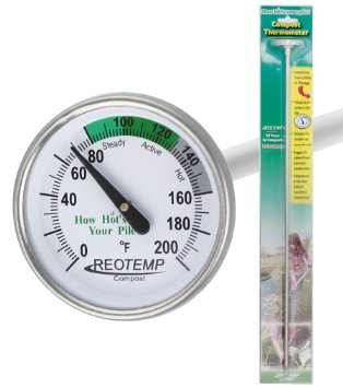 REOTEMP FG20P Backyard Compost Thermometer - 20" Stem, Fahrenheit with Basic Composting Instructions