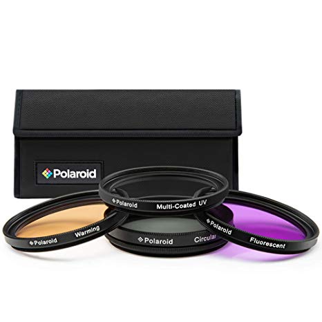 Polaroid Optics 52mm 4-Piece Filter Kit Set [UV,CPL, Warming,& FLD] Includes Nylon Carry Case – Compatible w/All Popular Camera Lens Models